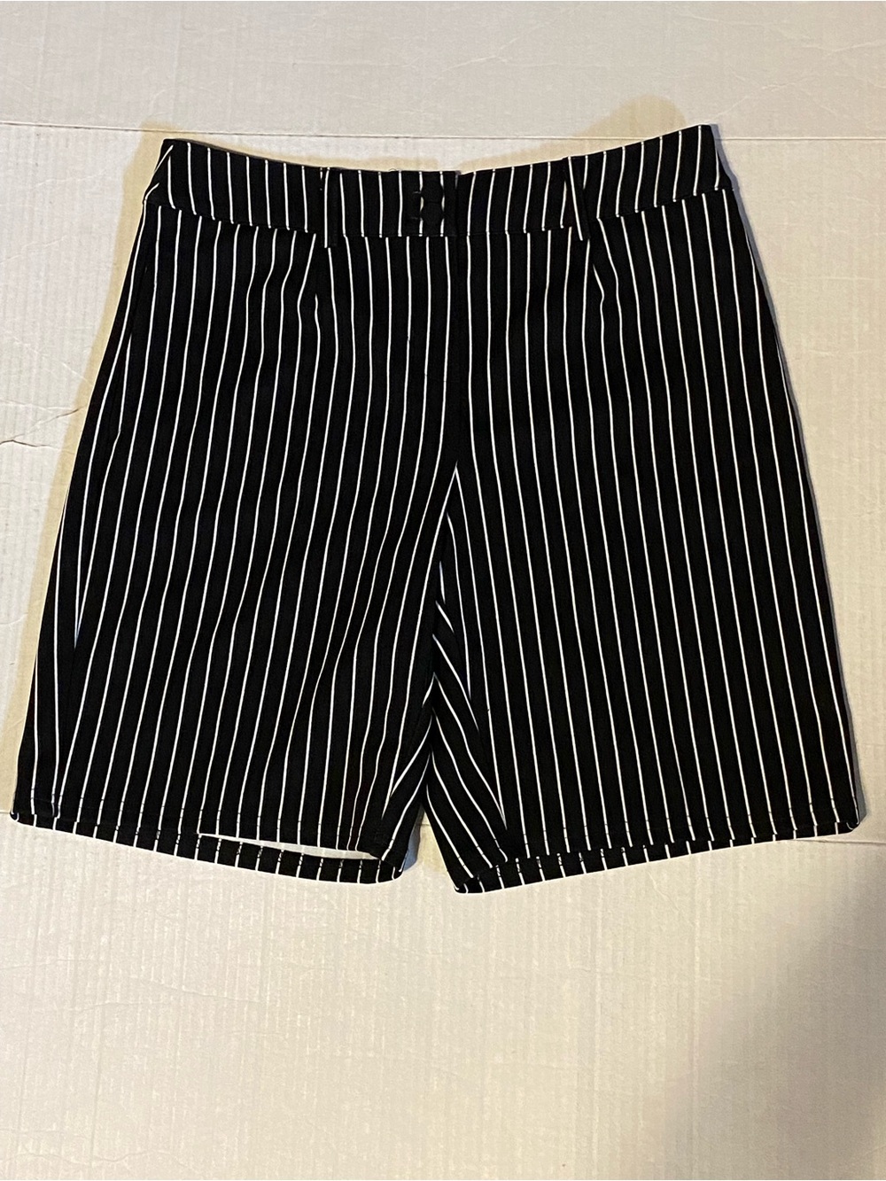 Cato S black and white striped stretch dressy women’s shorts